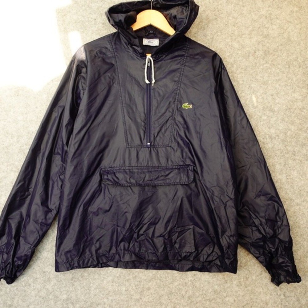 80s Vintage IZOD LACOSTE Jacket Mens M Blue Navy Anorak Windbreaker‎ Croco Logo